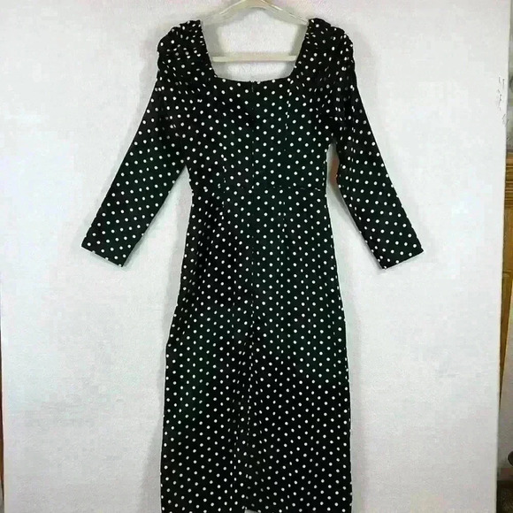 Lulu's Charmed and Classy Dress Women's Small Black and White Polka Dot Midi - Picture 6 of 8